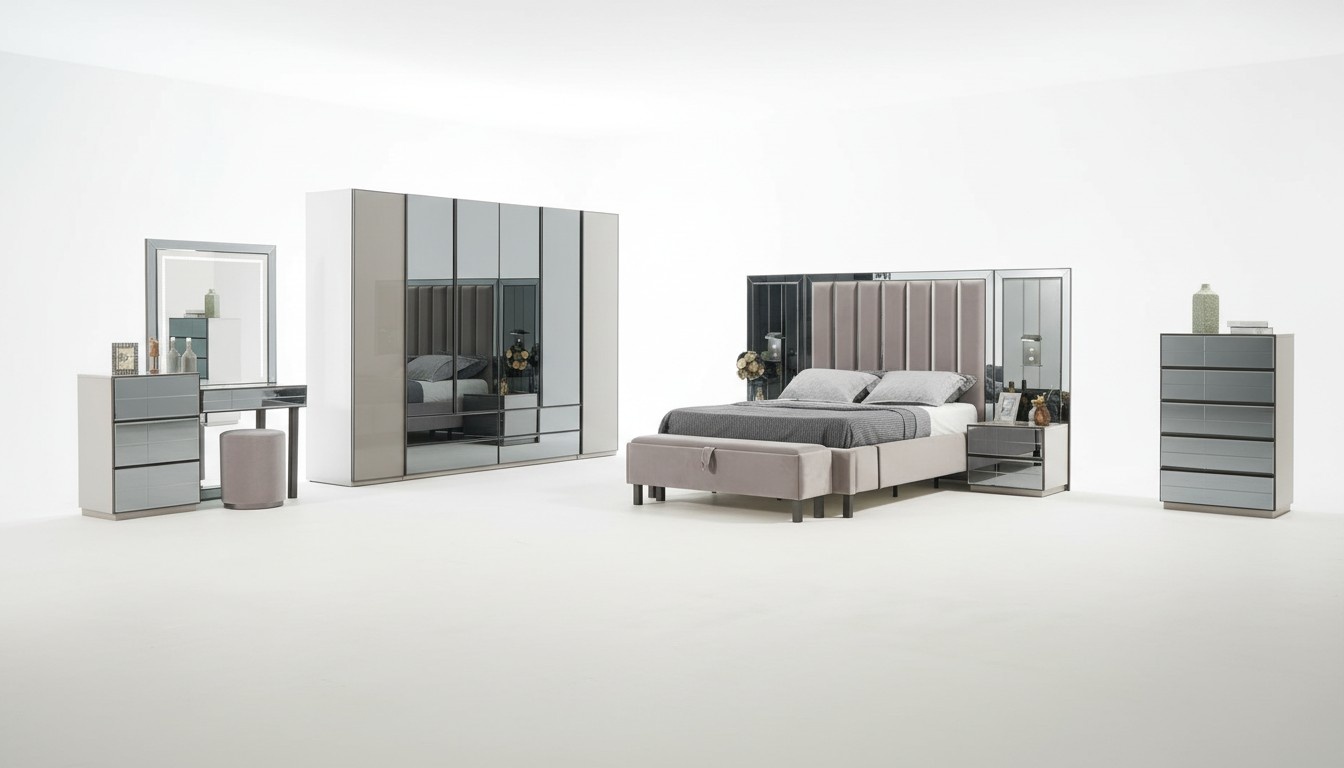 Luxus Schlafzimmer 8tlg Set Komplettes Zimmer Möbel Bett Nachttisch Schrank Neu