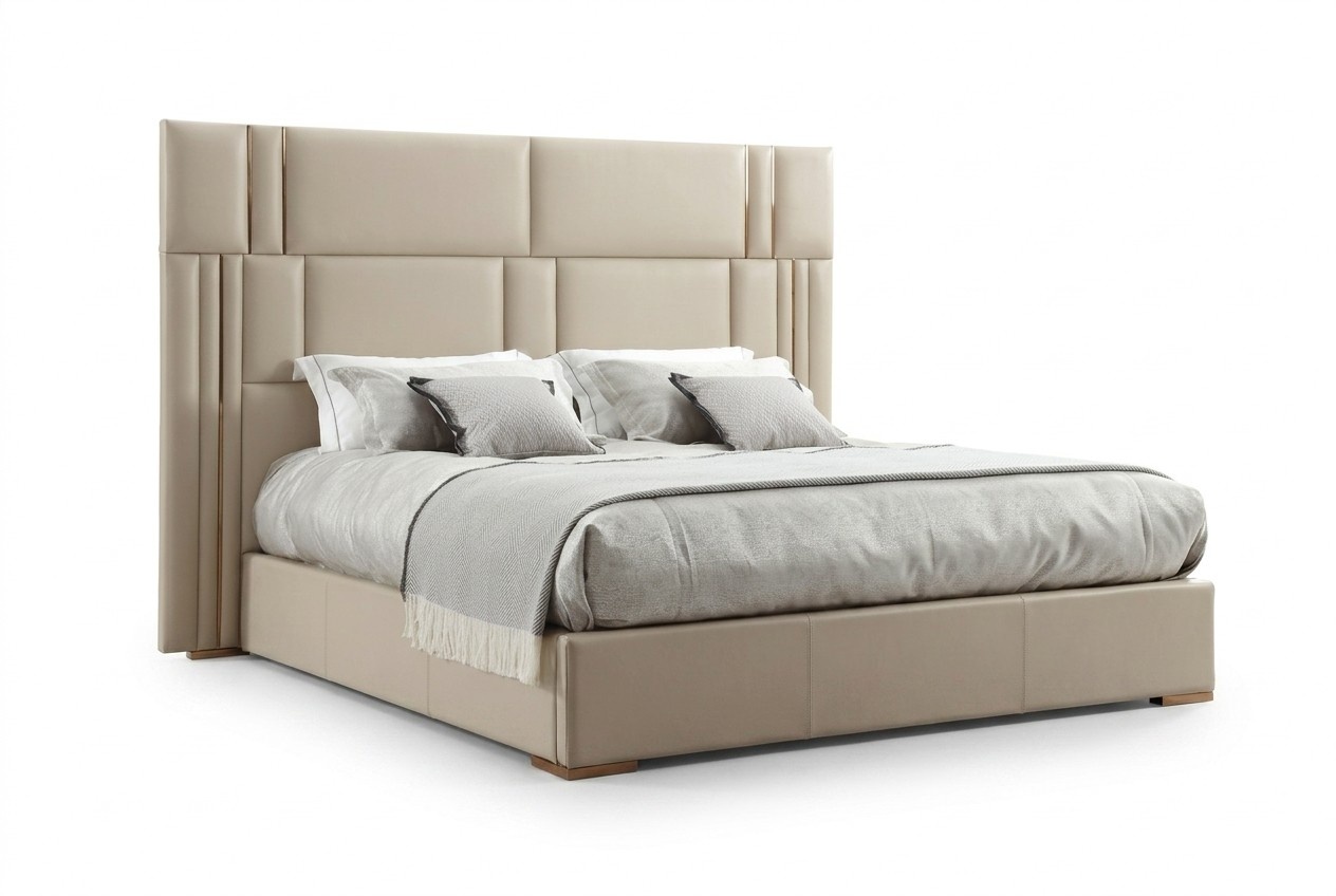 Luxus Schlafzimmer Bett Designer Möbel Doppelbett Weiß Textil Holz Neu