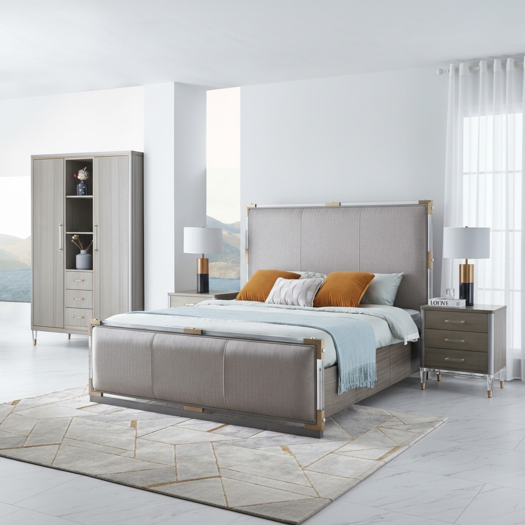 Luxus Schlafzimmer Bett Doppel Betten Holz 180x200cm Dubai Hotel