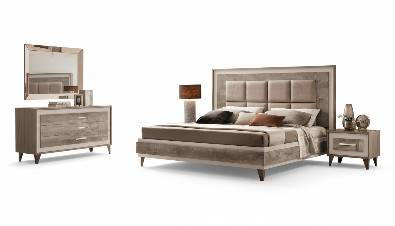 Luxus Schlafzimmer Bett Doppelbett Modern Holz Samt Polster Betten Neu Luxus