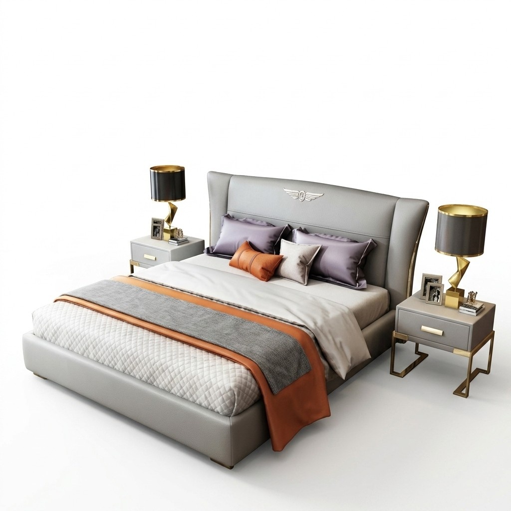 Luxus Schlafzimmer Designer Doppelbett Bett Hotel 180/200x200cm Leder