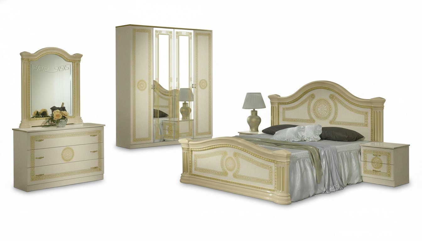 Luxus Schlafzimmer Klassisches Holz Bett Nachttisch 6tlg Design Möbel Set Neu