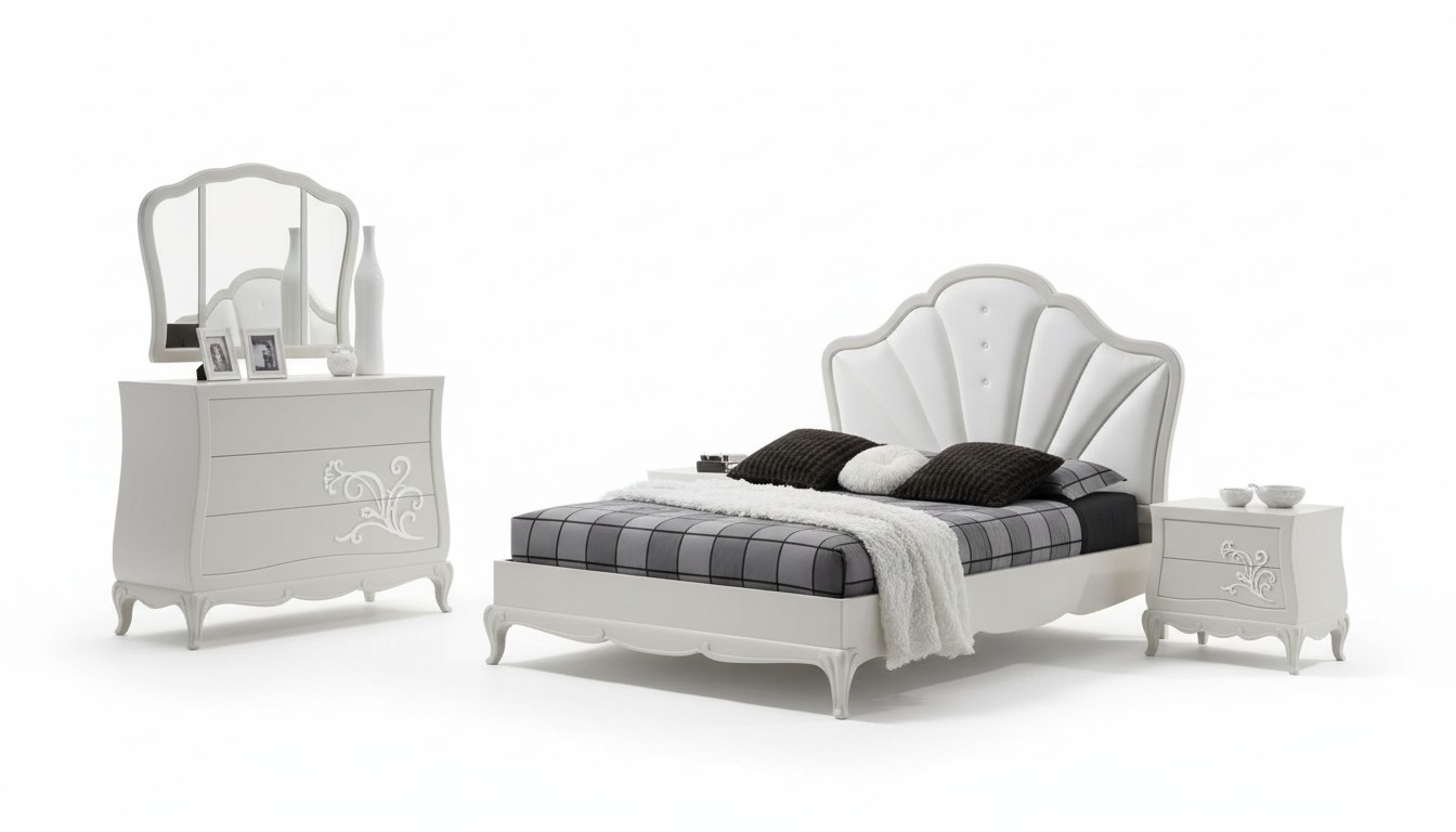 Luxus Schlafzimmer Set 5tlg. Bett 2x Nachttische Kommode Designer Möbel