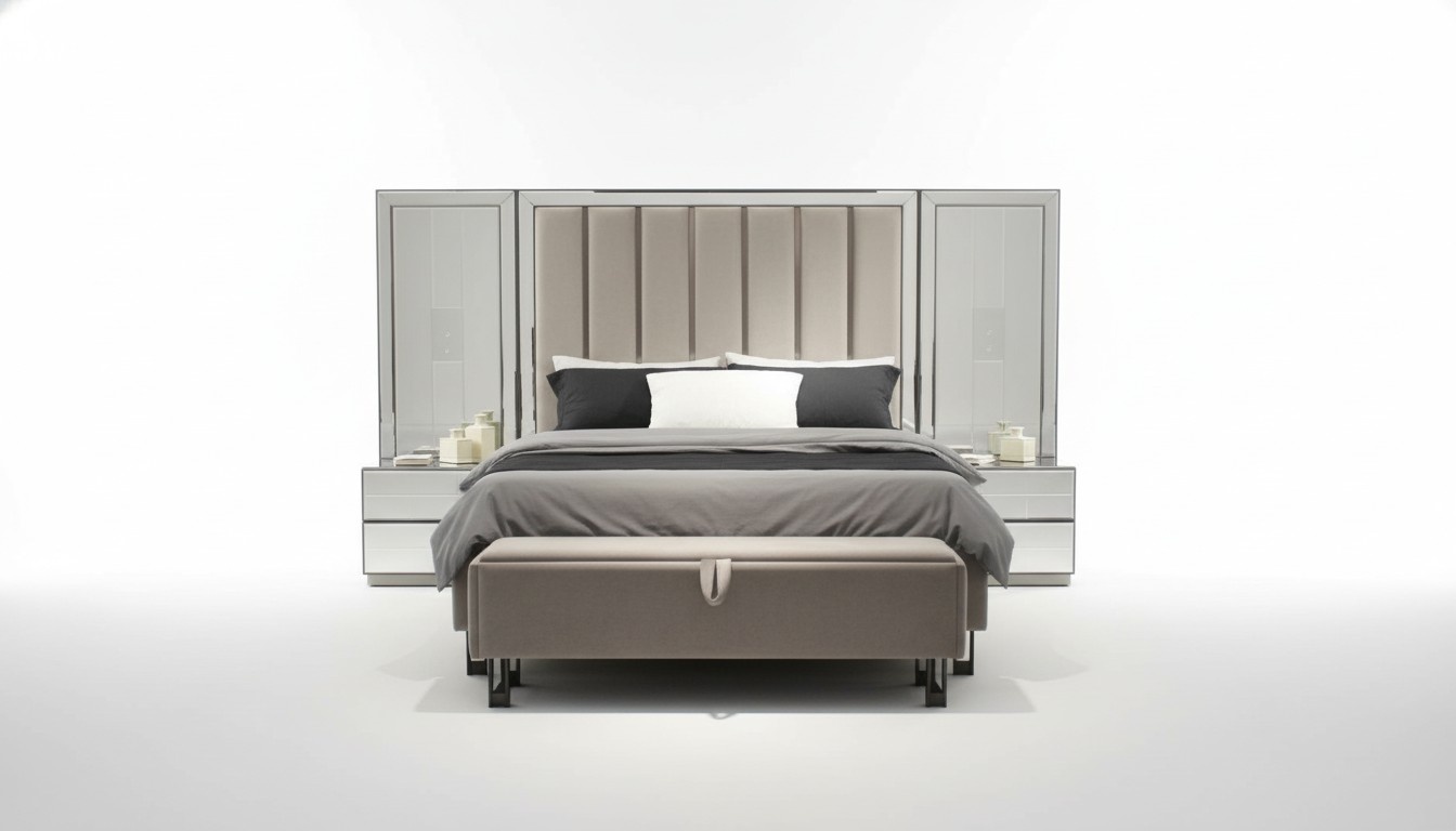 Luxus Schlafzimmer Set Bett+ 2x Nachttische Komplettes Zimmer Möbel Neu