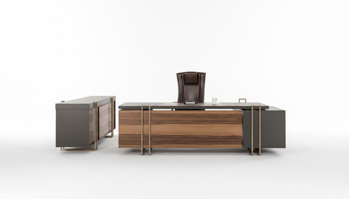 Luxus Schreibtisch Leder Holz Tische Büro Tisch Einrichtung Designer Tische Neu