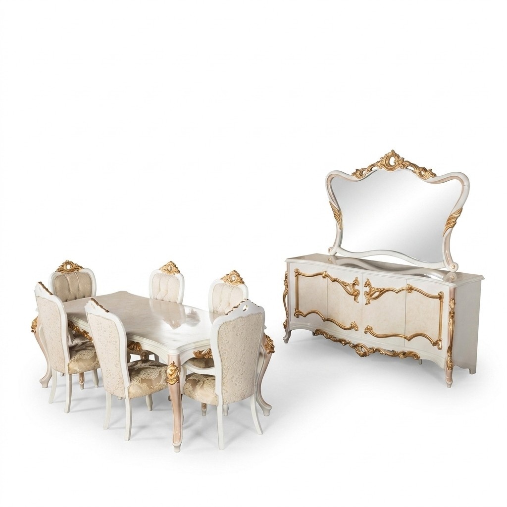 Luxus Set Esszimmer Esstisch Stuhl XL Tisch Tische Stühle Holz Design 7 tlg Neu