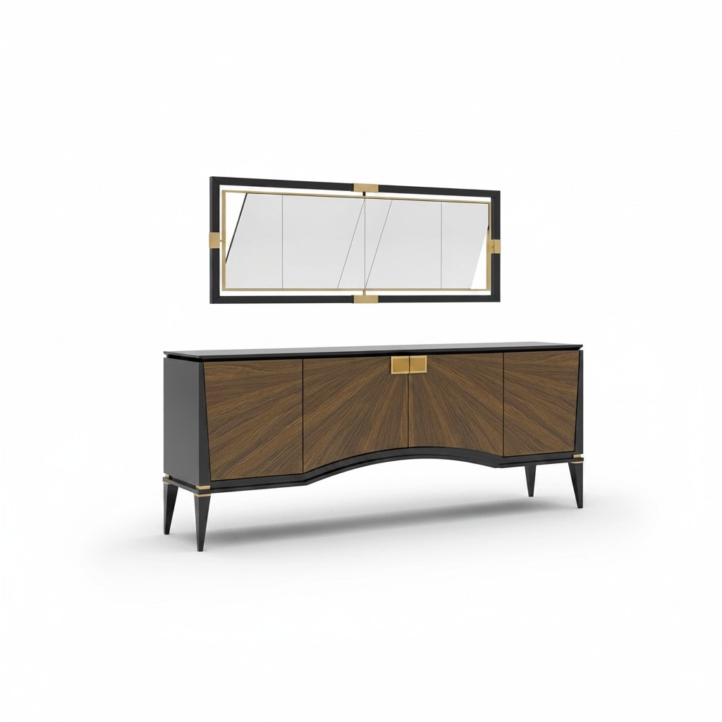 Luxus Set Esszimmer Sideboard mit Spiegel Design Modern Möbel Neu