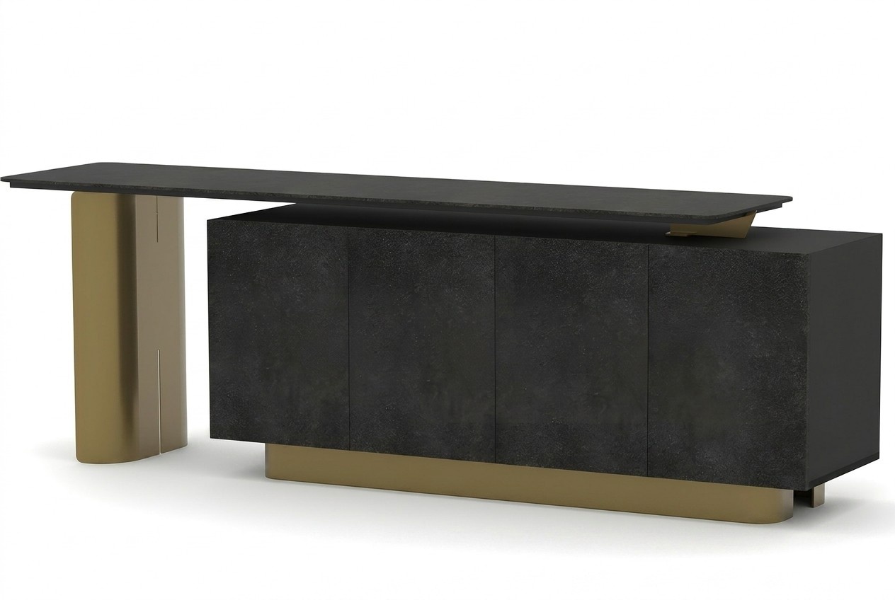 Luxus Sideboard Büroschrank Anrichte Beistellschrank Arbeitszimmer Gold