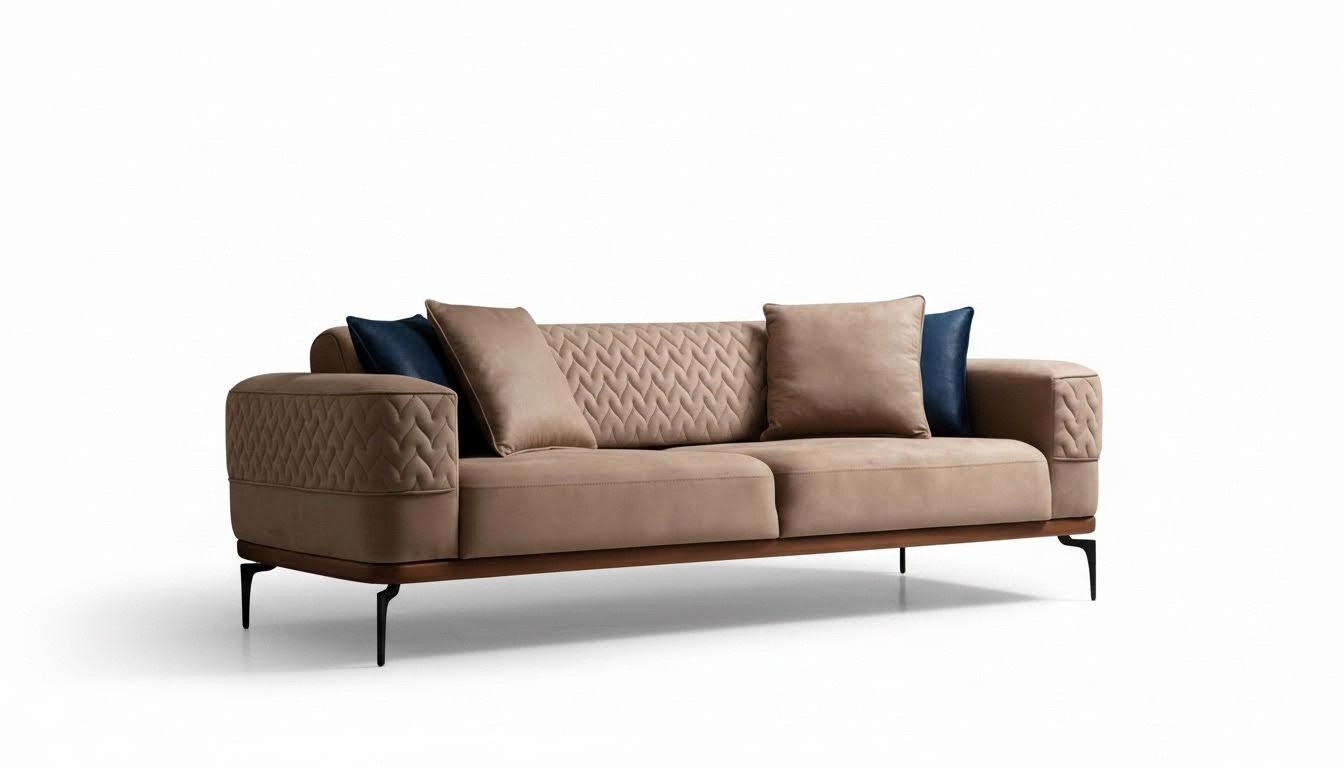 Luxus Sofa Design Dreisitzer Moderne Couch Taupe Couchen Möbel Polster Loft Neu