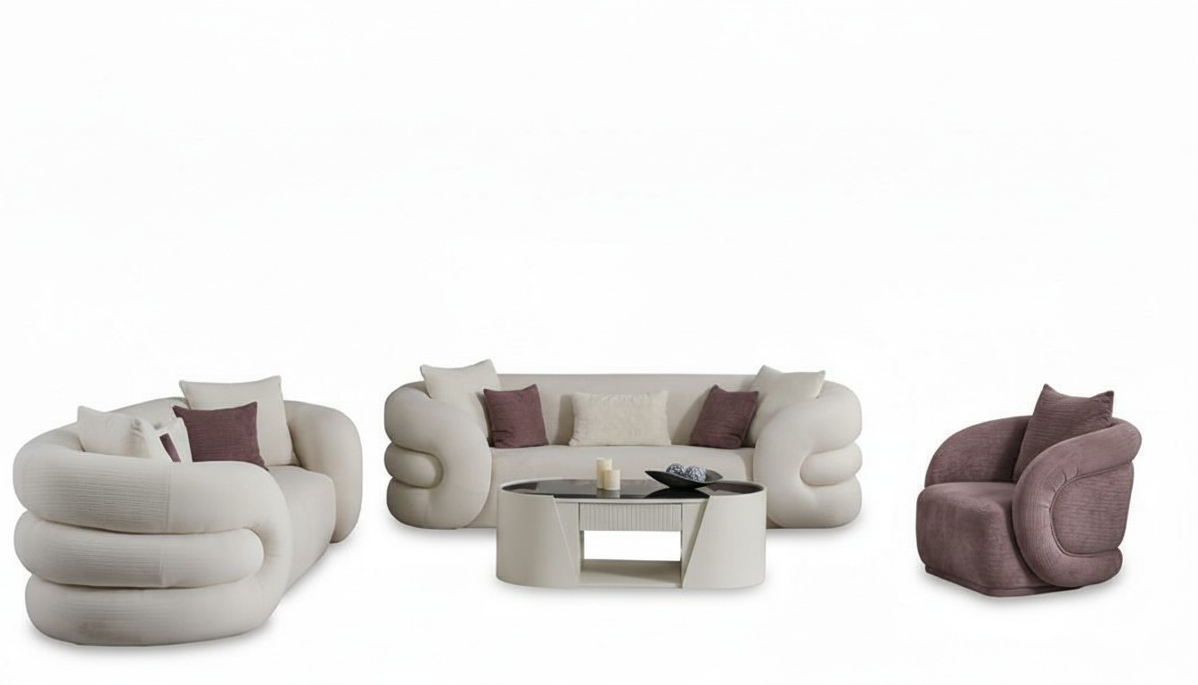 Luxus Sofa Set 2x Sofas 3 sitzer Sessel Weiß Couch Armlehne Wohnzimmer
