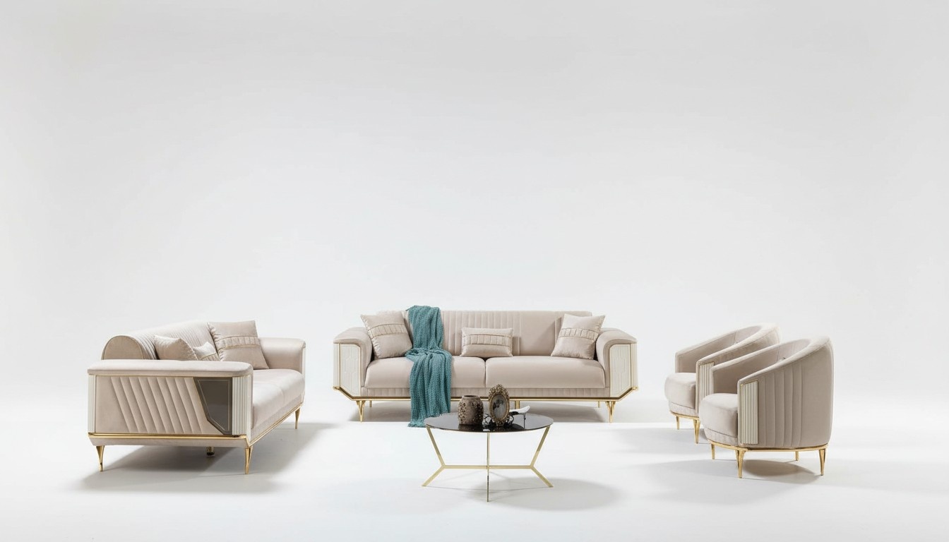 Luxus Sofagarnitur 3+3+1+1 Couch Polster Möbel Dreisitzer Set Textil 4tlg