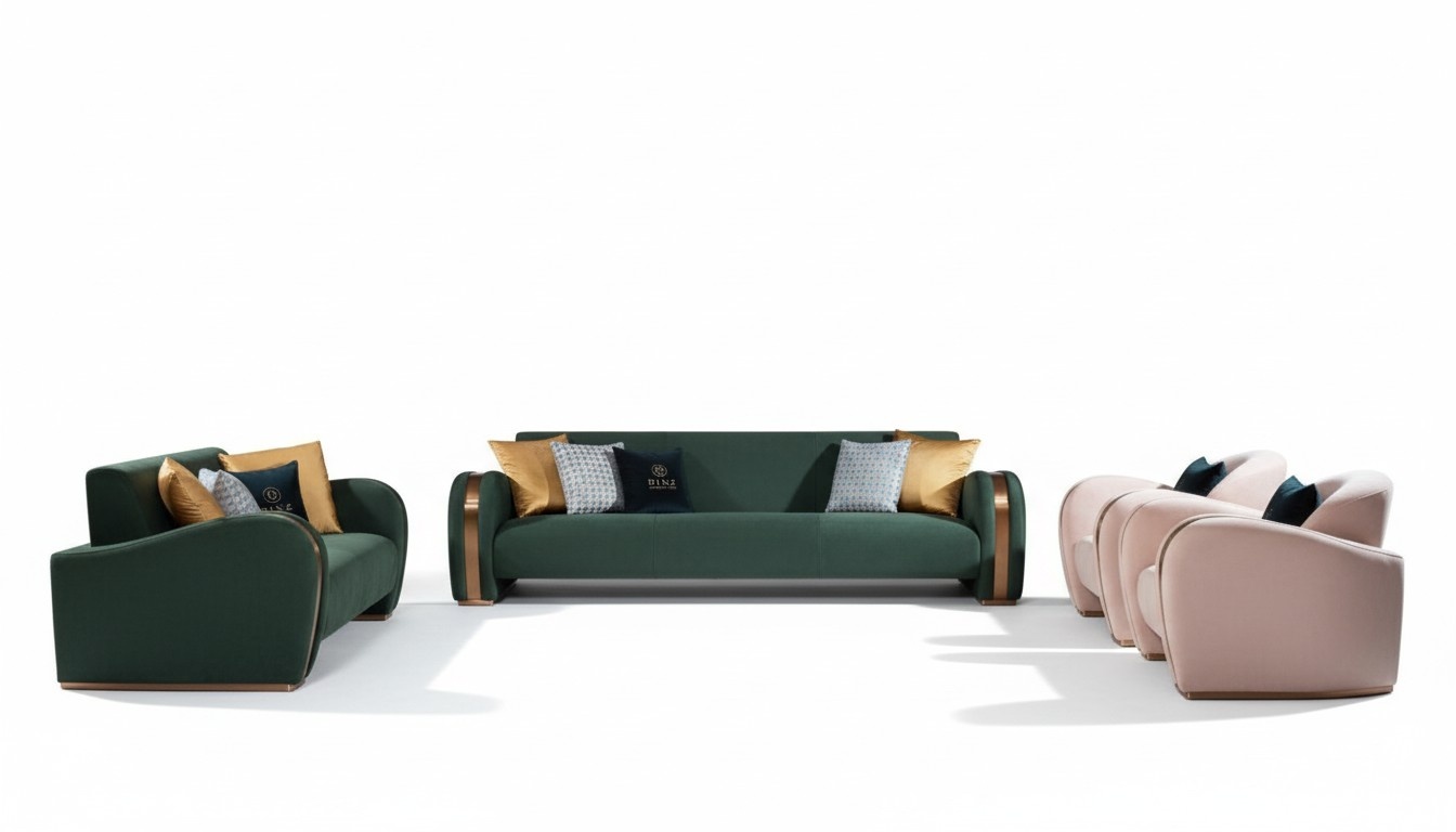 Luxus Sofagarnitur 4tlg. Set Sofa Ledersofa Polster Chesterfield Couch