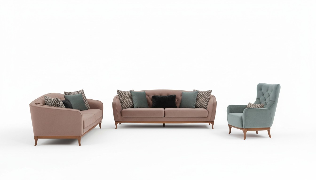 Luxus Sofagarnitur Sofa Garnitur Sofas 4+3+1 Sitzer Stoff 3tlg Couch Set Polster