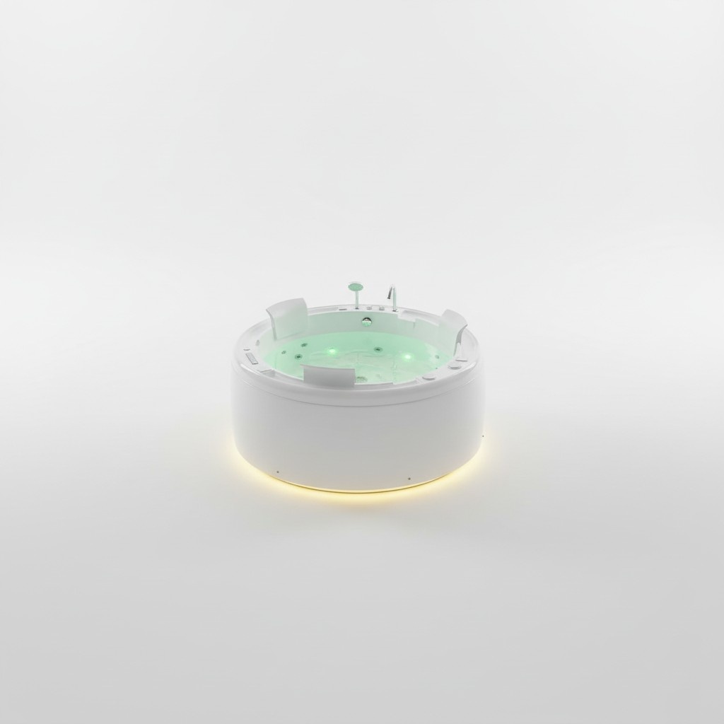 Luxus Whirlpool Badewanne Runde Wanne Licht Wasserfall LED-Beleuchtung