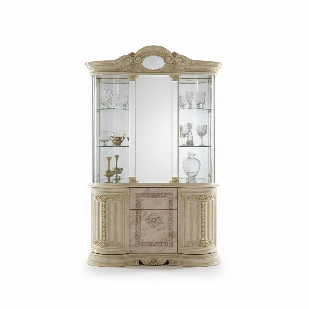 Luxus Wohn Ess Zimmer Set 2 tlg Garnitur Tisch Anrichte Klassische Vitrine