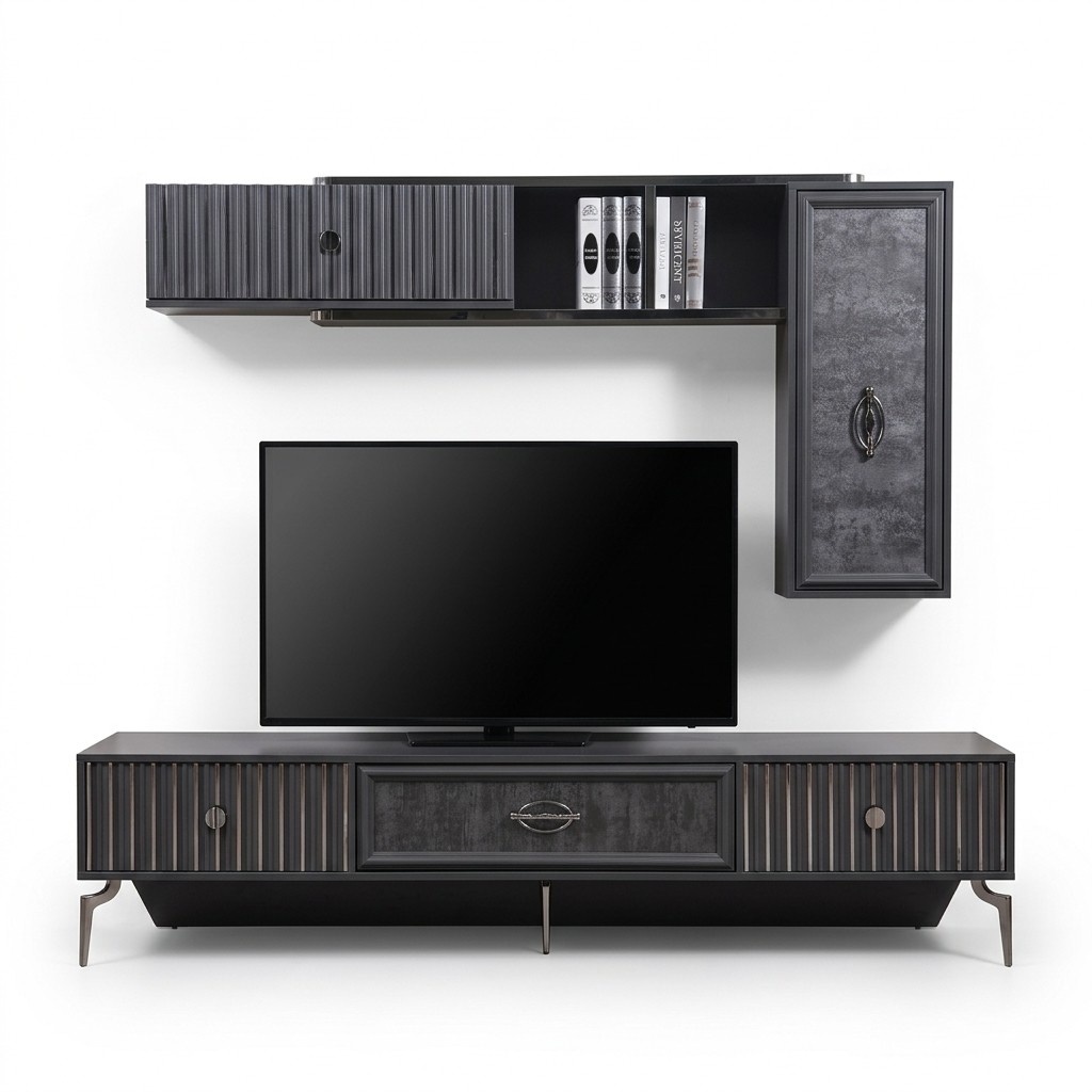 Luxus WohnWand Wohnzimmer Sideboard RTV Regal Wände Schrank
