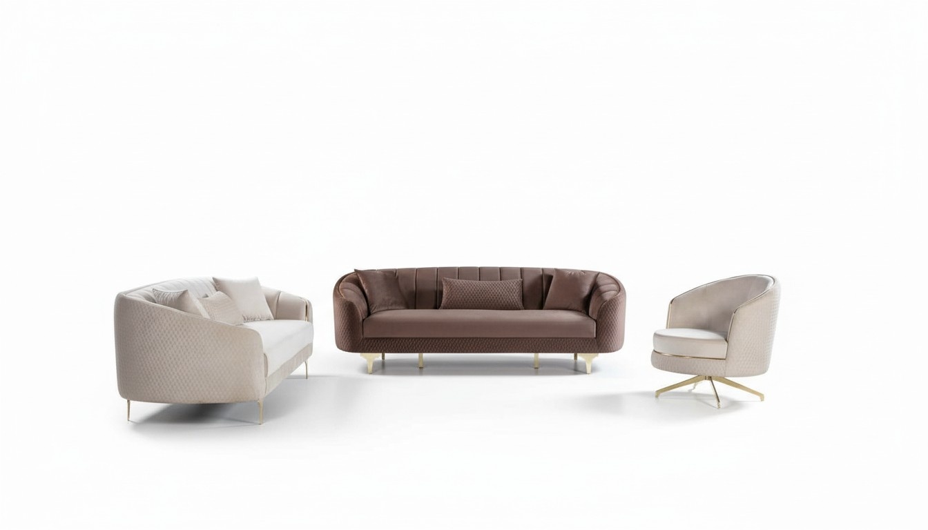 Luxus Wohnzimmer Couch Sitzgarnitur Braun Beige Set 3+3+1 Sitzgruppen