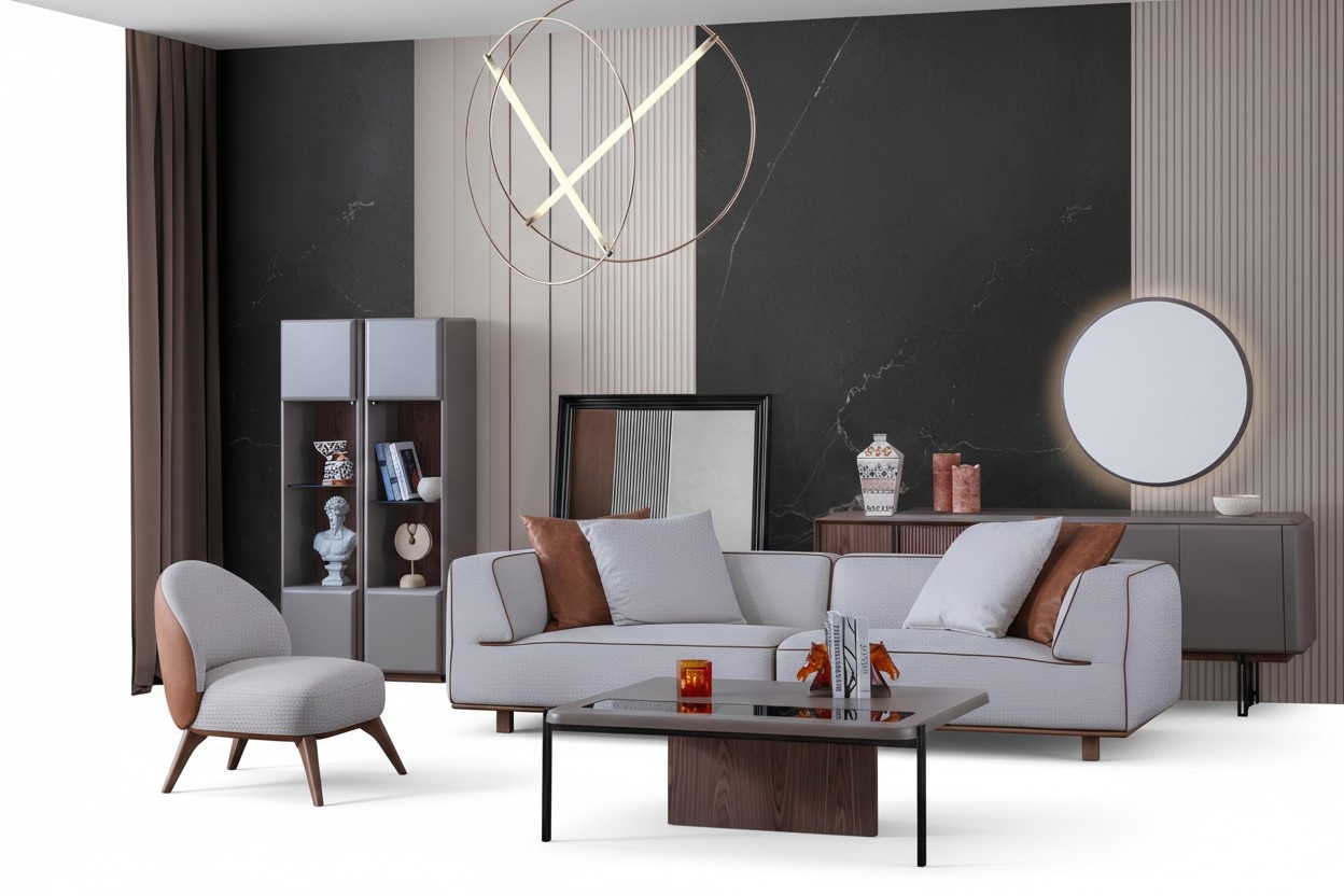 Luxus Wohnzimmer Set Komplette Einrichtung Sofa Kommode Couchtisch 5tlg