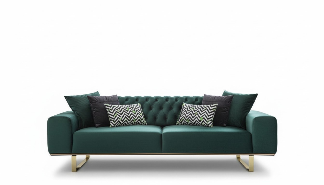 Luxus Wohnzimmer Sofa 2 Sitz Zweisitzer Grün Couch Chesterfield Couchen Neu
