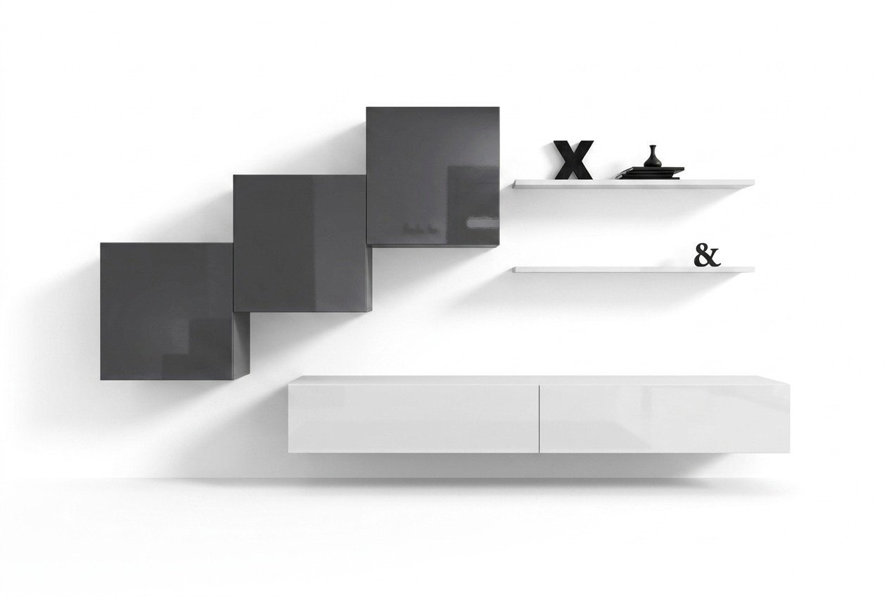Luxus Wohnzimmer Wohnwand TV Ständer Einrichtung Moderne Wandregal Design