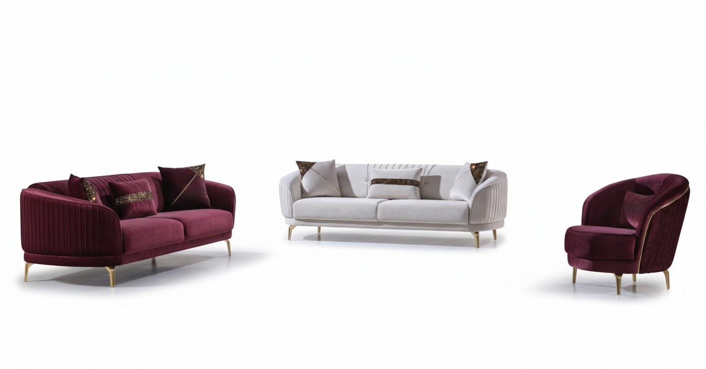 Luxus Wohnzimmergarnitur Moderne Edelstahlsofas Polstermöbel Dreisitzer