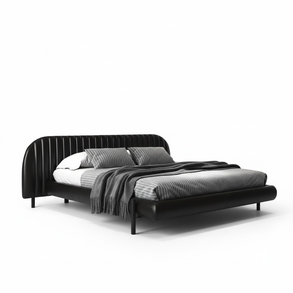 Luxusbett Schwarz Modernes Polsterbett Elegantes Design Komfort Schlafen Bett