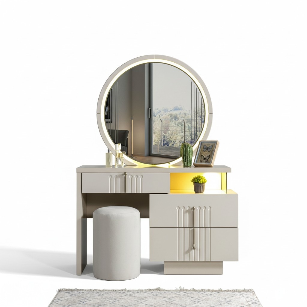 Make-up Tisch Schminktisch inkl. Spiegel kompakt elegant