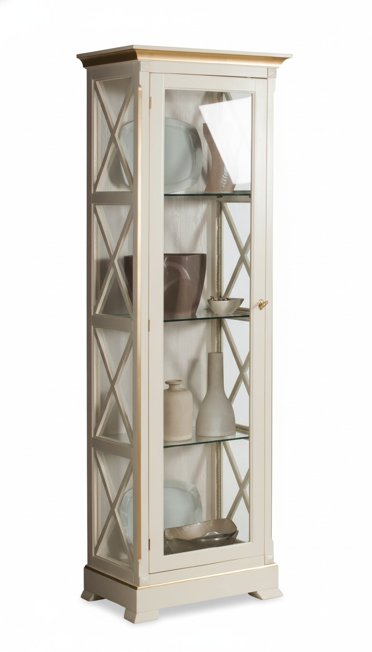 Massive Holz Vitrinen Glas Schrank Echtholz Vitrine Wohnzimmer Möbel Anrichte