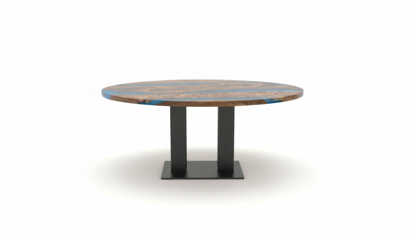 Massiver Esstisch Runder Tisch Epoxy Harz Möbel Wasserfall Fluss Tische Möbel