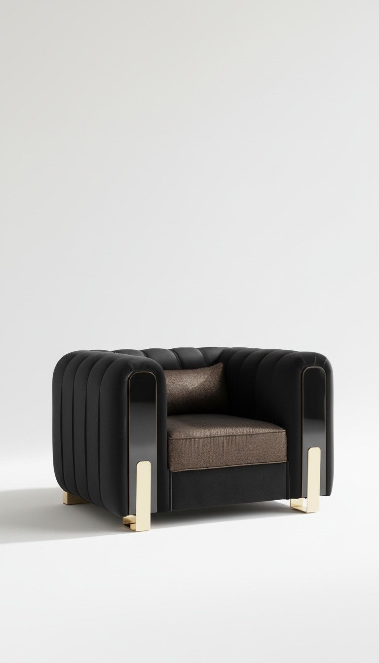 Medusa Sessel Luxus Einsitzer Couch Textil Polster Möbel Couchen Schwarz Stoff