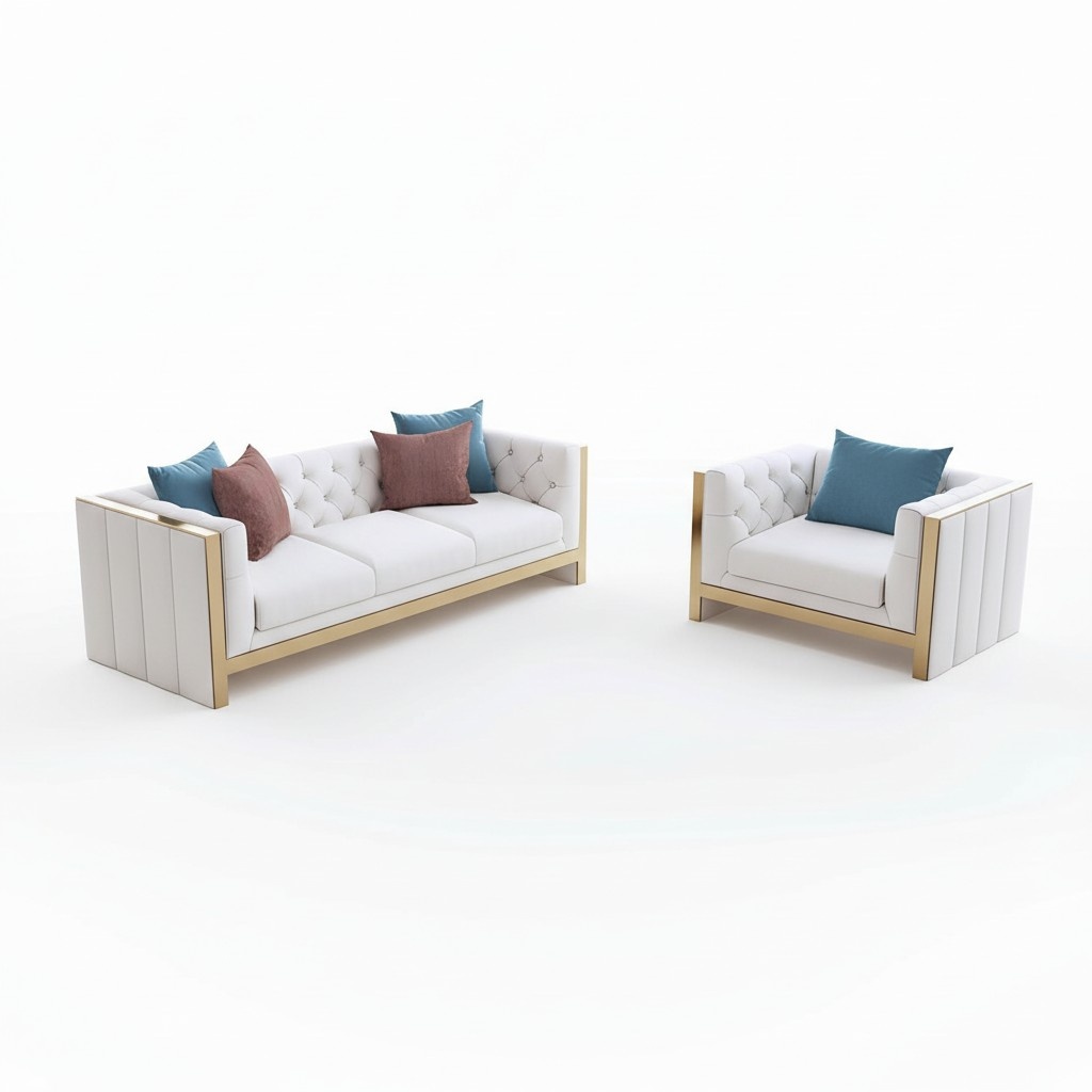 Metall Elemente Leder Textil Couch Sofa Polster Sitz Garnitur Leder 3+1 Sitzer