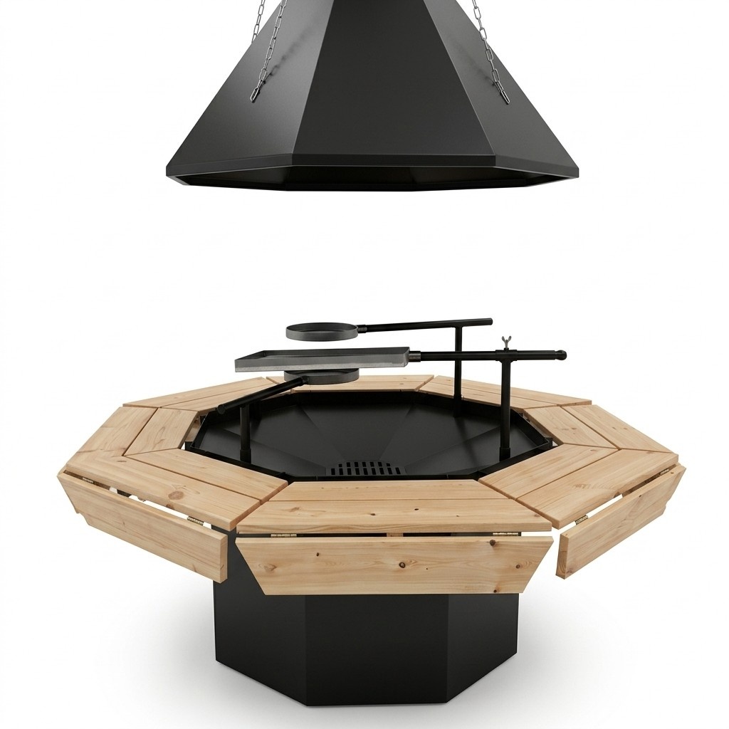 Grill Hütten Indoor Grill Bausatz Schornstein BBQ Holz Kota Tisch Grillkota