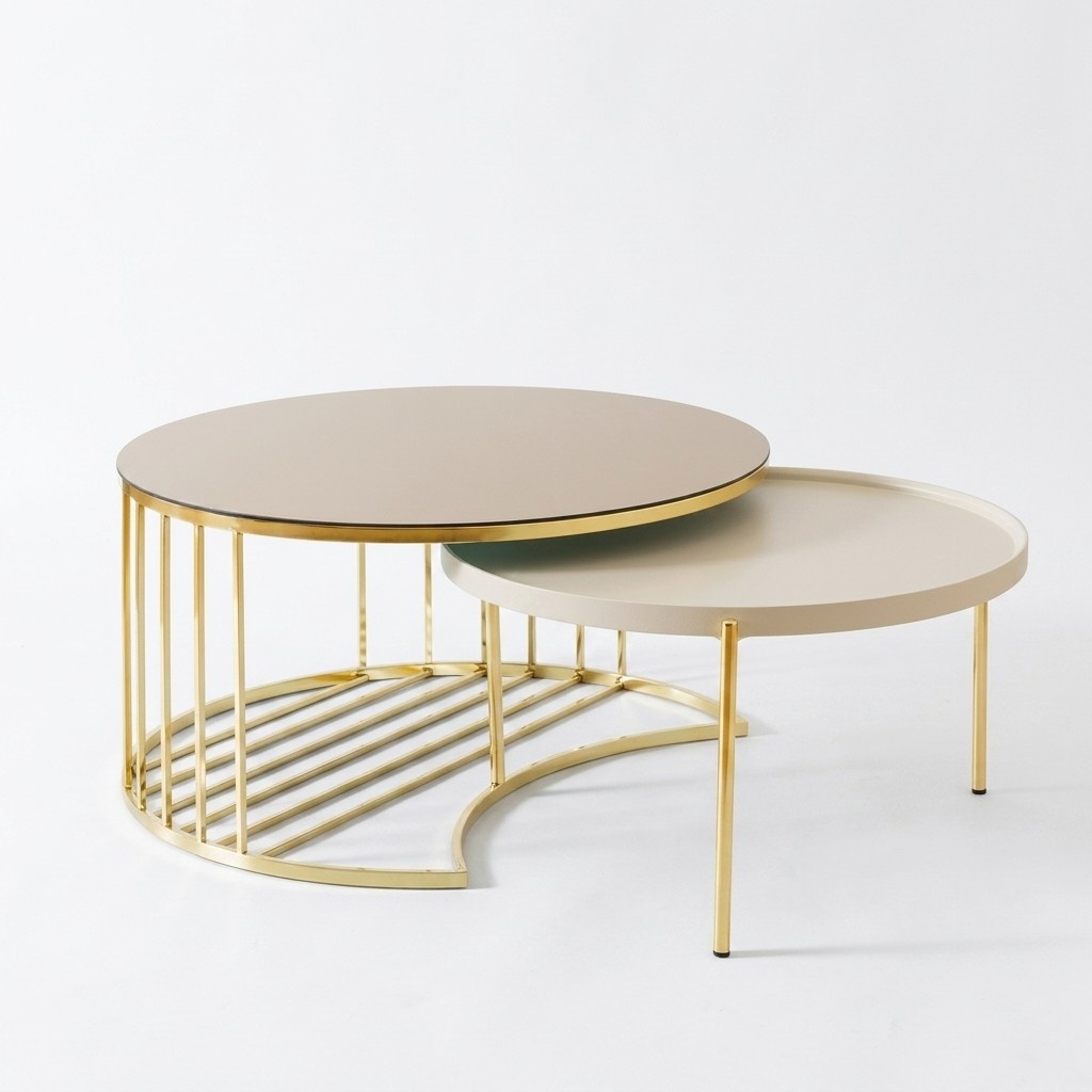 Modern 2х Couchtische Edelstahl Kaffeetisch Wohnzimmertisch gold