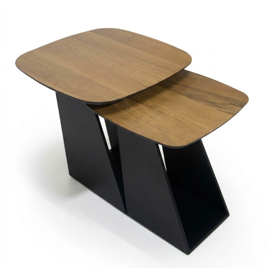 Modern Couchtisch Set 2x Couchtische Wohnzimmer Holz Möbel Designer