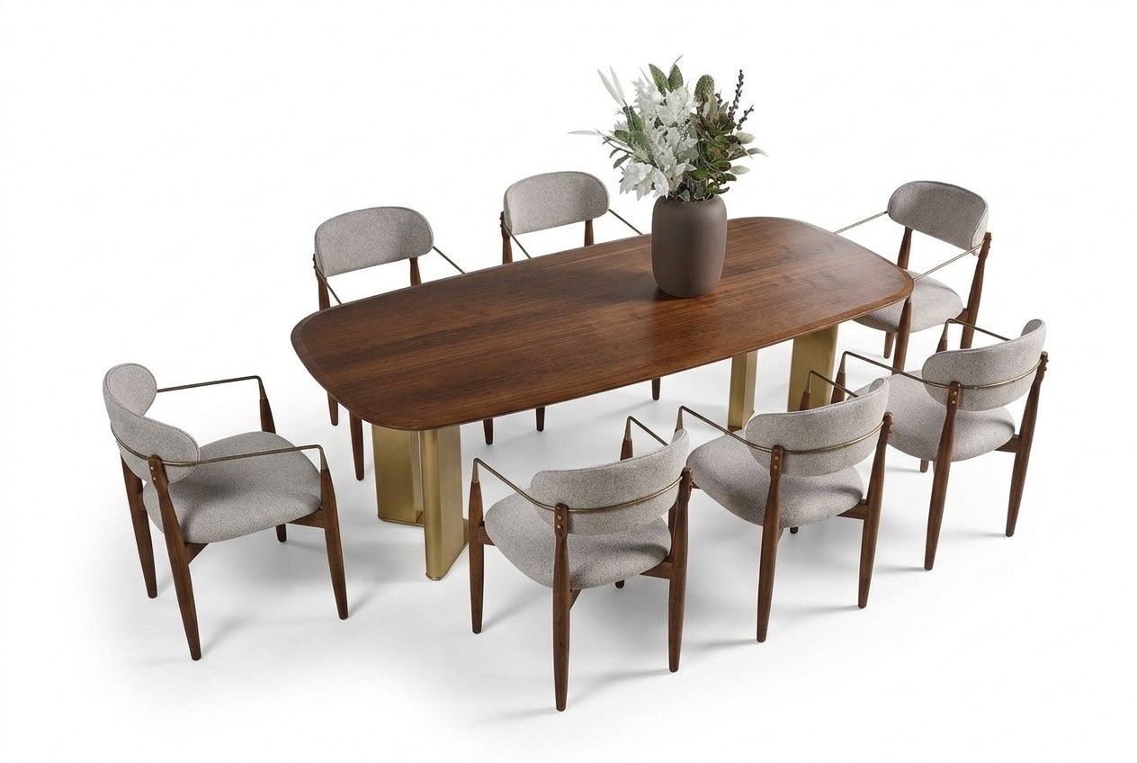 Modern Esszimmer Set Besteht aus Esstisch und 6x Stühle Braun 7tlg.