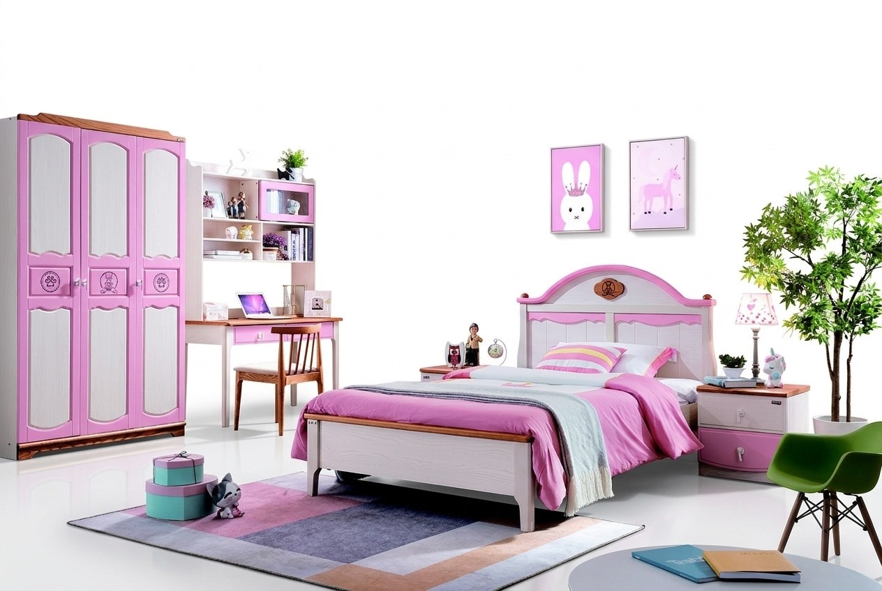 Modern Schrank Kommode Tisch Holz 5tlg. Schlafzimmer Jugend Kinder Zimmer Set