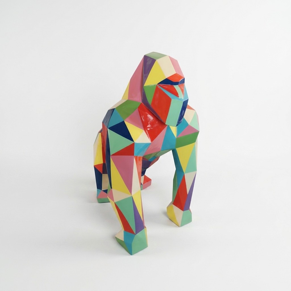 Modern Skulptur Gorilla aus Kunststoff Dekorative Figur Garten 128x78cm