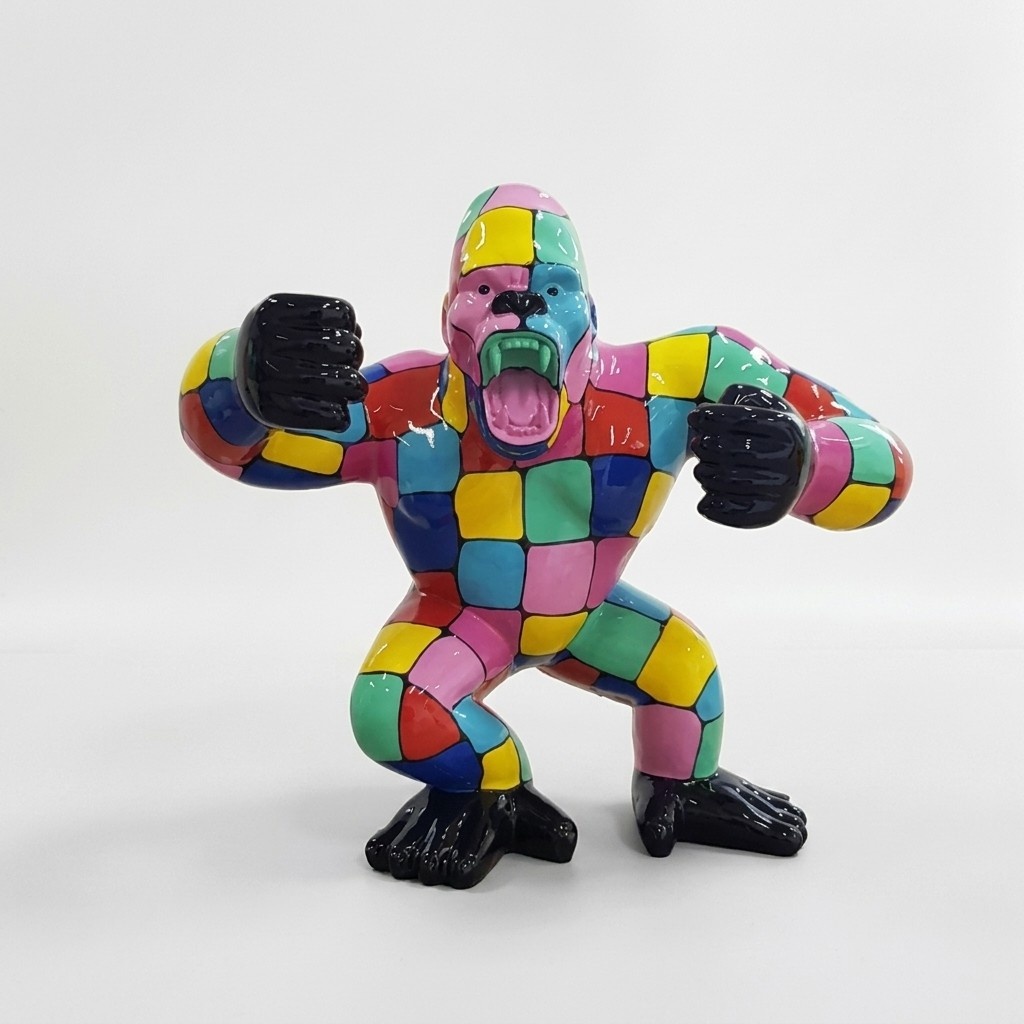 Modern Skulptur Gorilla aus Kunststoff Dekorative Figur Garten 70x80cm