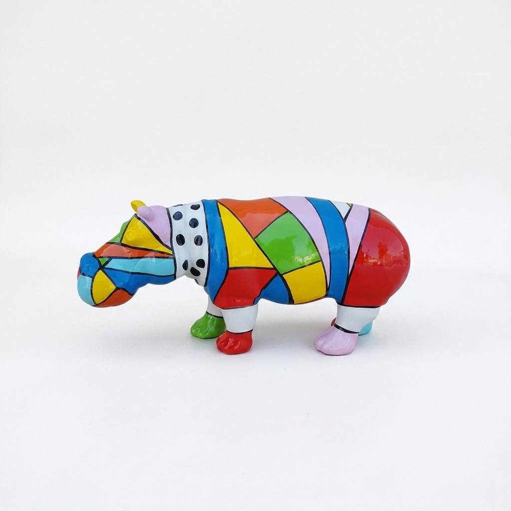 Modern Skulptur Nilpferd aus Kunststoff Dekorative Figur Garten 32x72cm