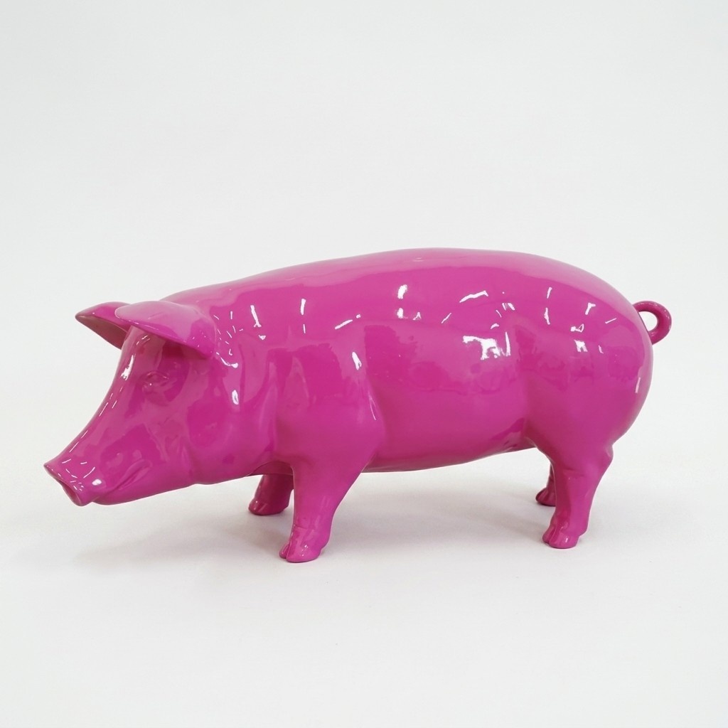 Modern Skulptur Schwein Wurst Kunststoff Dekorative Figur Garten 40x80cm