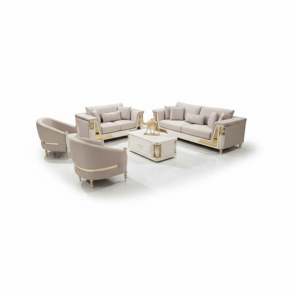 Modern Sofagarnitur 3+3+1+1 Sitzer + Couchtisch Sofa Sessel Luxus Set 5tlg.