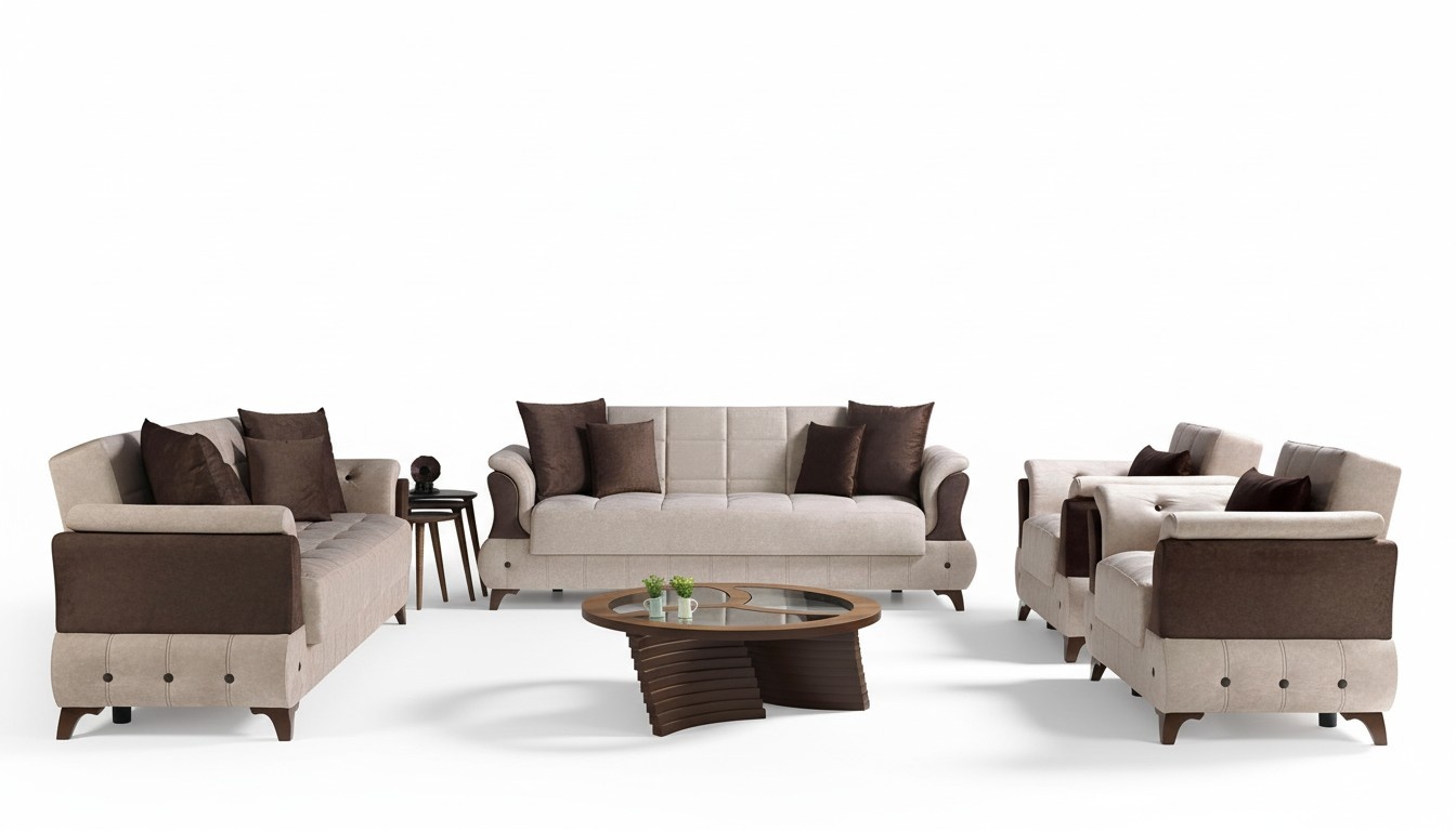 Modern Sofagarnitur Sessel Textil Sofa Luxus Komplett Luxus 3+2+1+1 Sitzer