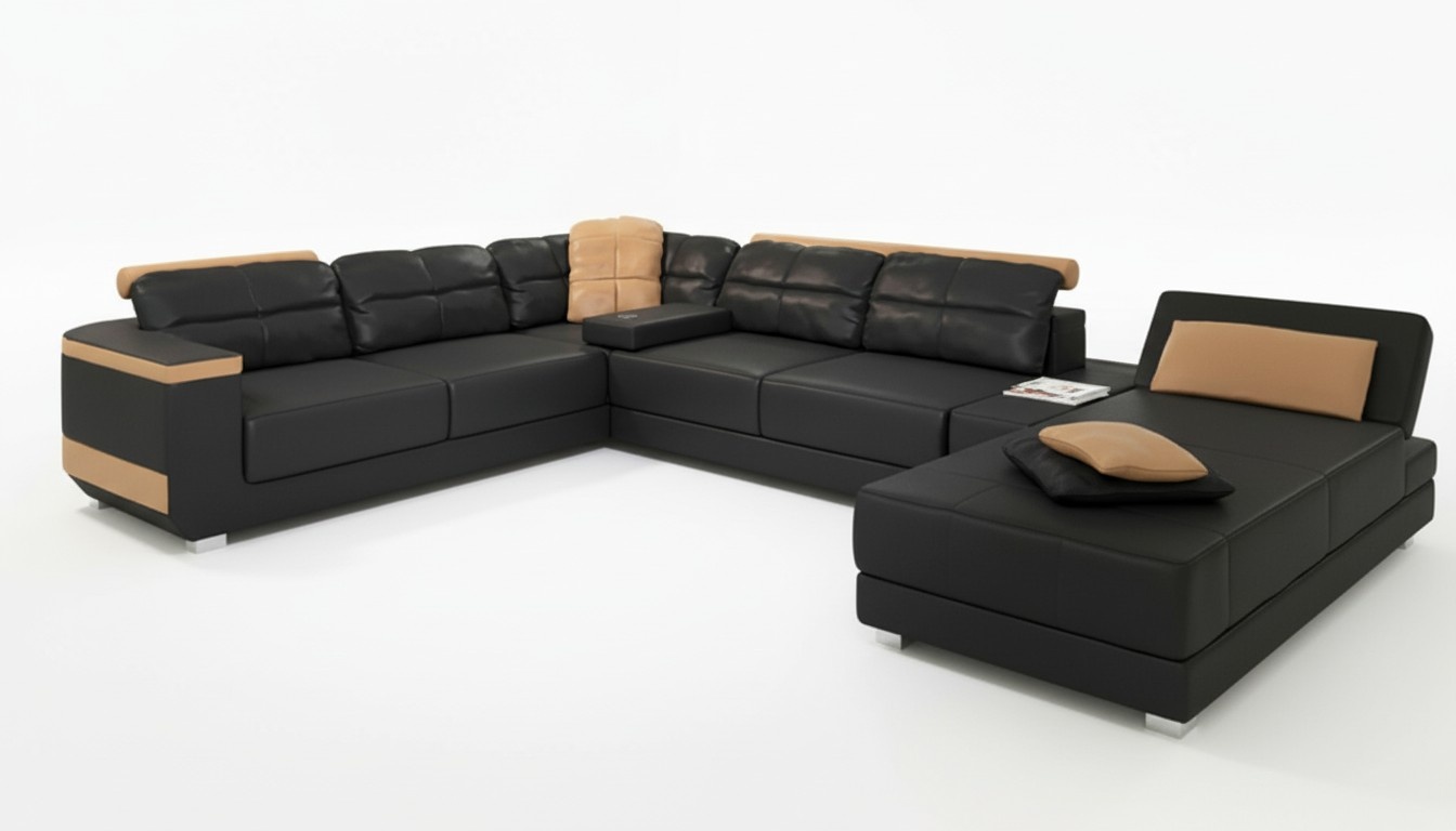 Modern Sofas Wohnlandschaft Ecksofa Stoff U-Form Couch Design Polster Textil Eck