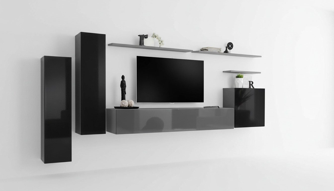 Modern Wohnwand Luxus Design Wohnzimmermöbel Wandschrank Wandregal Neu