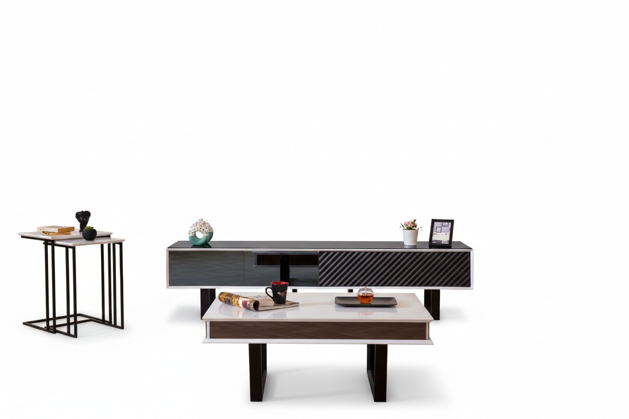 Modern Wohnzimmer Set 6 tlg TV-Ständer Design Wandschrank Holz Einrichtung