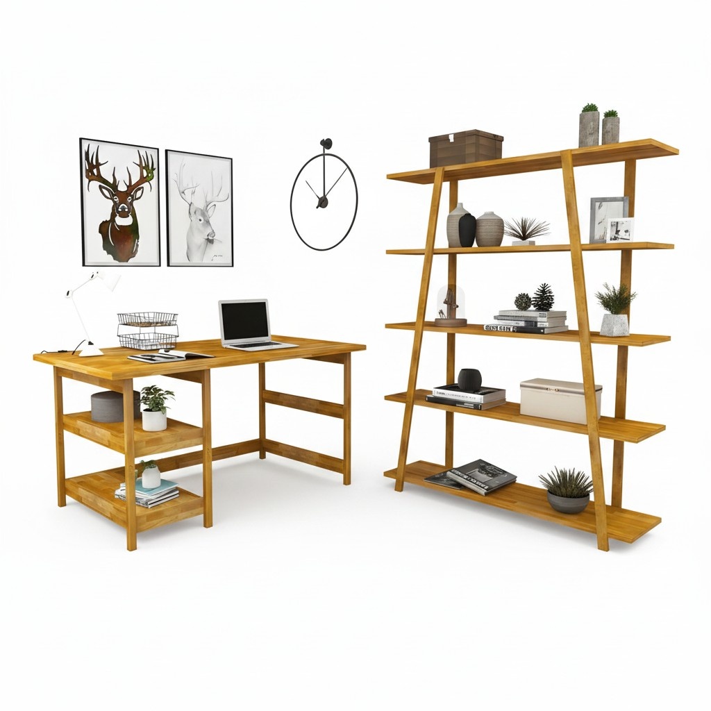 Moderne Braune Arbeitszimmer Möbel Designer Holz Schreibtisch Bücherregal