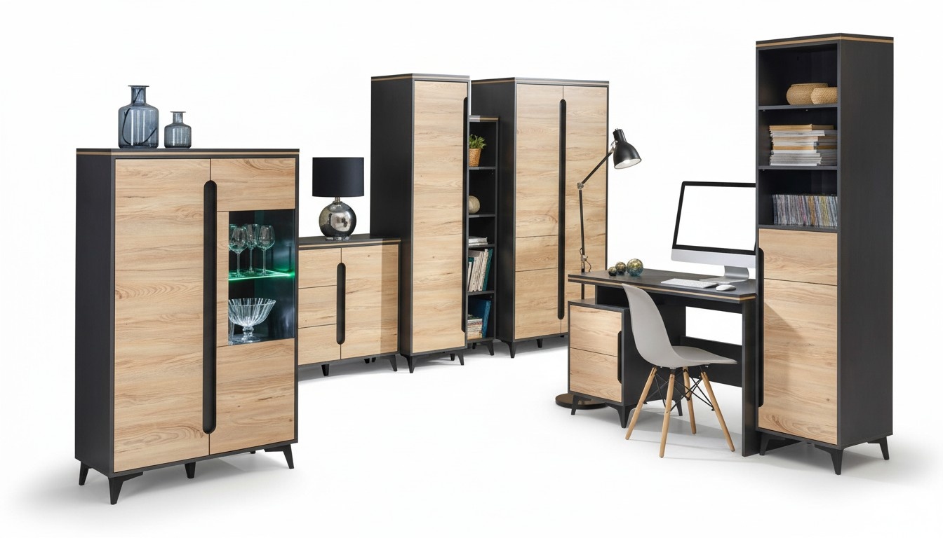 Moderne Büro Zimmer Set Office Einrichtung Komplett Set Möbel Tisch