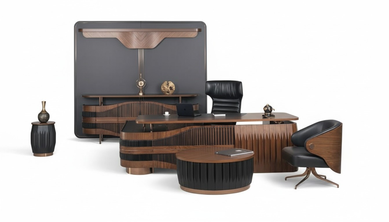 Moderne Büro Zimmer Set Office Einrichtung Komplett Set Schreibtisch Konsole Neu