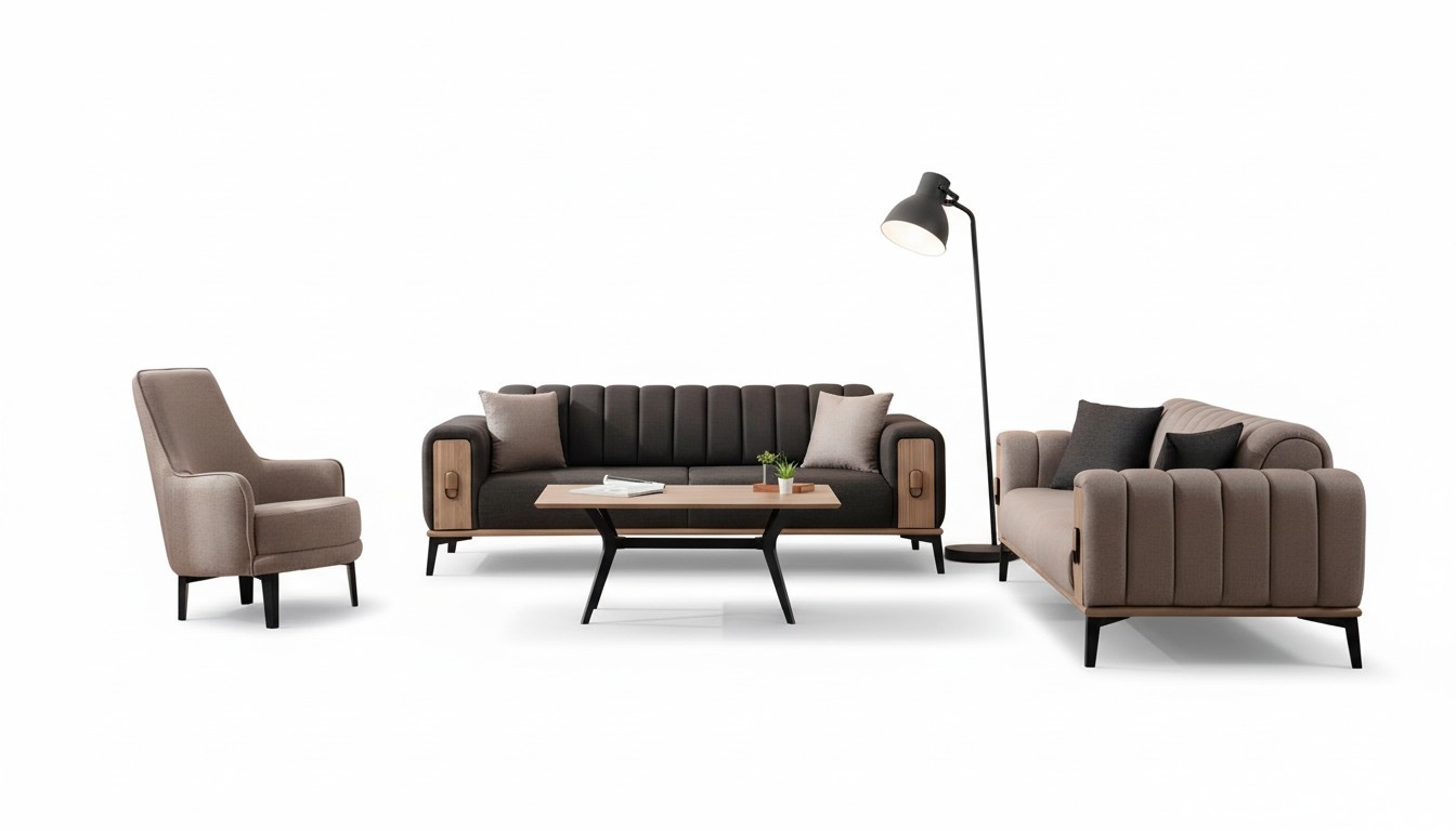 Moderne Couchgarnitur Dreisitzer Sessel Stoffgarnitur Luxus Sofas Möbel