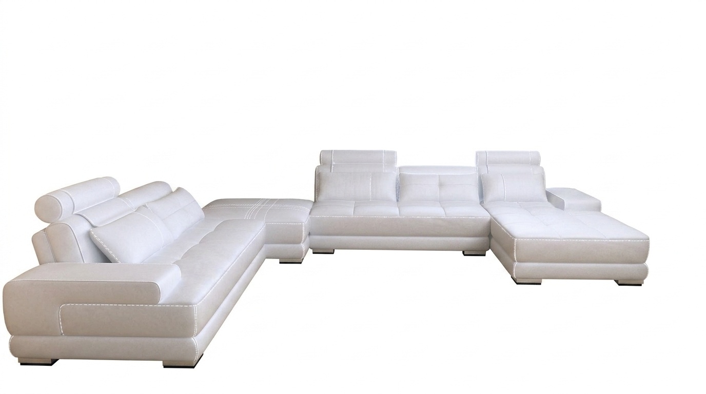 Moderne Design Polster Wohnlandschaft Ledersofa Sofa Couch Sitz